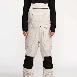 BNWT Volcom Men's Roan Bib Overall Pants, Stone, XL
